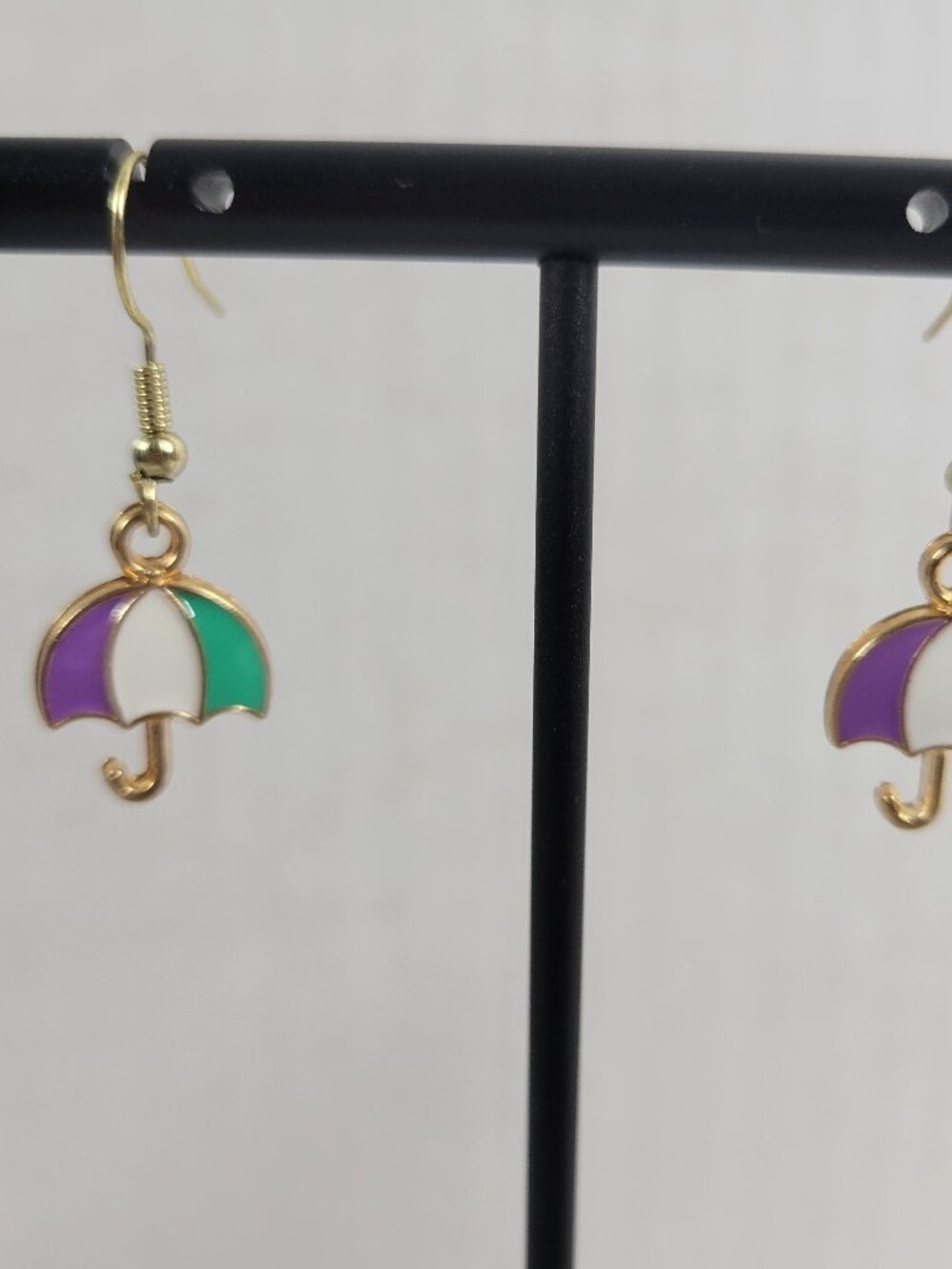 Umbrella Dangle Earrings Gold Tone Alloy Novelty Multicolored Women Jewelry E41E